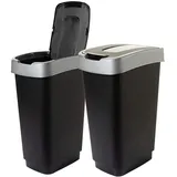 2friends Duo Mülleimer 50 l Schwarz/Silber