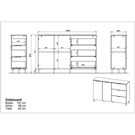 Germania Savoca 151 x 98 x 40 cm Braun / Grau