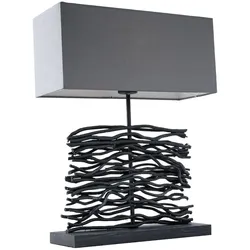 Design Schreib Tisch Lampe Schlaf Gäste Zimmer Beistell Leuchte Textil Holz Strahler