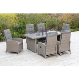 Merxx Atrani Garten-Essgruppe 7-tlg. Tisch 70 x 105 x 64 cm beige inkl. Auflagen