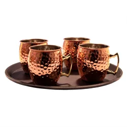 Airbrush-City 4 Glühwein Becher mit Tablett , Moscow Mule Kupferbecher