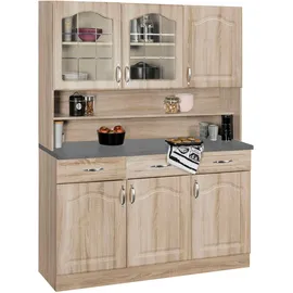 WIHO KÜCHEN Küchenbuffet Linz 120 x 50 x 180 cm Braun
