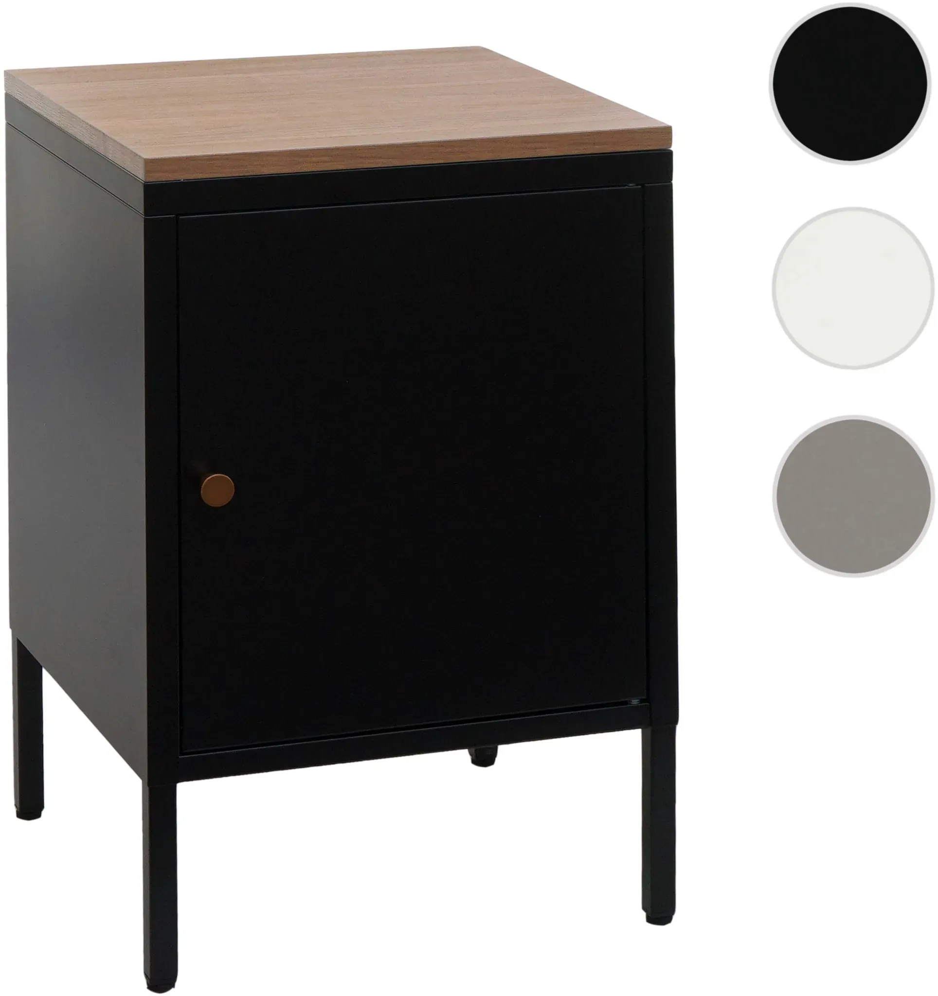 Nachttisch HWC-L84, Nachtschrank Kommode Beistelltisch Schrank, Metall 63x40x40cm, Melaminbeschichtet ~ schwarz