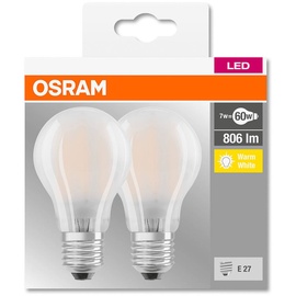 Osram LED Base Classic A60 E27 7.2W/827, 2er-Pack (972100)