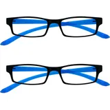 OPULIZE UV Reader Schwarz Leuchtend Blauen Nacken-Lesebrille Wert 2er-Pack Frauen Herren UVR2PK020 +1,00