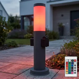 GLOBO LED Sockelleuchte 2 Steckdosen anthrazit