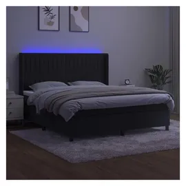 vidaXL Boxspringbett mit Matratze & LED Schwarz 180x200 cm Samt