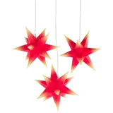marienberger sterne torsten knebel Fensterschmuck Mini Adventssterne rot mit gelben Spitzen 3 Stück el. bel.