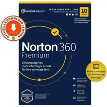 NortonLifeLock Norton 360 Premium 2026 10 Geräte 1 Jahr DE Win Android iOS