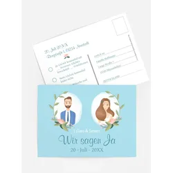 Antwortkarten für Ihre Feier selbst gestalten mit Spruch und Fotos im Onlinedesigner bei Meine-Kartenmanufaktur.de