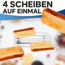 Bomann Bomann® Toaster mit 2 Scheiben mit Auftau-, Aufwärm- und Schnellstoppfunktion, mit Brötchenaufsatz, 1400W, TA6070CB, Weiss