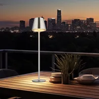 GLOBO Außenlampe Tischlampe Tischleuchte Touchdimmer LED Gartenlampe silber h