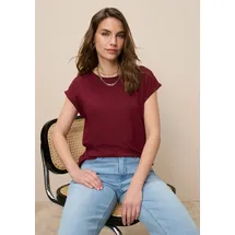 TAMARIS T-Shirt "mit Rundhals und lockerem Schnitt, aus angenehmem Viskose-Jersey", Damen, Gr.