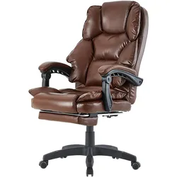 Bürostuhl mit Fußstütze und flexiblen 3-Punkt-Armlehnen ergonomischer Schreibtischstuhl im Lederoptik-Design mit einer verstellbaren Rückenlehne für gesündere Sitzhaltung