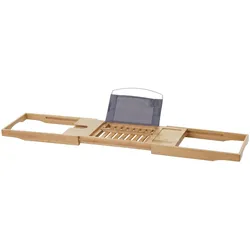 Mendler Badewannenauflage HWC-B77, Badewannenablage Wannenbrücke Badewannenbrett Badewannenregal, Bambus ausziehbar 19x105x22cm