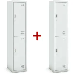 Metallspind 1+1 GRATIS, 2 Abteile, Zylinderschloss, grau/grau