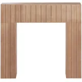 Kaminumrandung Hellbraun MDF-Platte mit Sockel Schmal Retro Stil Klassisch Kaminkonsole Kaminattrappe Wohnzimmer Schlafzimmer Flur Esszimmer