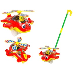 LEAN Toys Spielzeug-Flugzeug Flugzeugschieber Stick Plane Pusher Spielzeug Propeller Sound Flugzeug rot