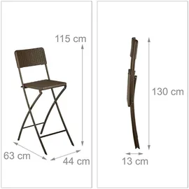 Relaxdays Barhocker klappbar 44 x 115 x 63 cm Braun