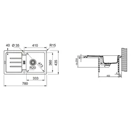Franke Strata STG 614-78 Schiefergrau + Excenterbetätigung