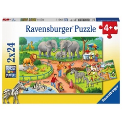 Ravensburger Puzzle 2 x 24 Teile Ravensburger Kinder Puzzle Ein Tag im Zoo 07813, 24 Puzzleteile
