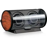 DESIGNHÜTTE® Uhrenbeweger Tubix Schwarz/Wurzelholz für 2 Automatikuhren