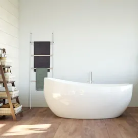 Relaxdays Handtuchleiter Holz & Metall Weiß