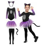 Spooktacular Creations Halloween Kind Mädchen Lila Schwarz Tutu Katze Rock Kostüm für Party (3T (3-4 yr))