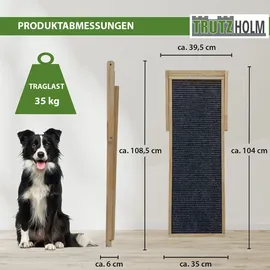 Baumarktplus Hunderampe Echtholz 104x35 cm höhenverstellbar & klappbar 35 kg Tragkraft weiche Filz-lauffläche