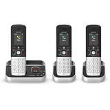 ALCATEL FX990 Voice Trio - Schnurloses DECT-Telefon mit Anrufbeantworter 50 Min. - Hochauflösendes Farbdisplay - Freisprechfunktion - Anrufsperre - VIP-Klingelton - 3 Mobilteile - Schwarz/Grau