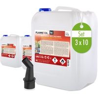 Höfer Chemie 30 L FLAMBIOL® Bioethanol 100% Hochrein (3 x 10 L) für Ethanol Kamin, Ethanol Feuerstelle, Tischfeuer und Bioethanol Kamin