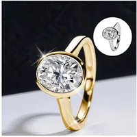 ROUGEMONT Verlobungsring Strahlender Moissanit Damen Ring Verlobung Ovalschliff 2,0ct, Echtschmuck mit Echtheitszertifikat goldfarben 6