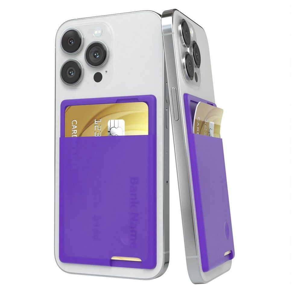 EAZY CASE Smartphone Cardholder Silicon Smartphone-Halterung, (Kartenhalterung Handy Kartenfach Silikon Kartenetui Lila / Violett) lila