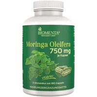 BIOMENTA Moringa Oleifera – 180 Vegane Moringa Kapseln Mit Je 750 Mg Blattpulver