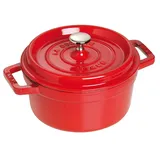 STAUB Gusseisen Bräter/Cocotte, Rund 30 cm, 8,35 L, Aromaregen Funktion für optimale Befeuchtung, Für alle Herdarten inkl. Induktion & Backofen, Kirschrot
