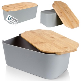 Vilde Brotkasten mit Holzbrett Grau - Brotkorb - Brotbox - Brotbehälter - brottopf zum aufbewahren - Bread Box - Brot Aufbewahrungsbox - 33x18,5x12 cm