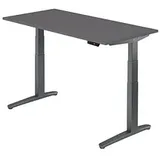 HAMMERBACHER XBHM16 elektrisch höhenverstellbarer Schreibtisch grafit rechteckig, C-Fuß-Gestell grau 160,0 x 80,0 cm