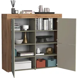OTTO home Highboard 140 x 130 x 40 cm Taube Matt / Eiche Wotan