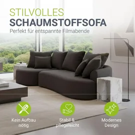 Juskys Sofa Tirano - Ecksofa L-Form, inkl. Kissen, 4-Sitzer Eckcouch, Samt Dunkelgrau &