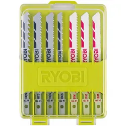 RYOBI 10-teiliges Stichsägeblatt-Set, Zubehör für Stichsäge, T-Aufnahme, Metall & Kunststoff