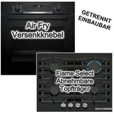 Bosch Backofenset + Gaskochfeld 71 L 3D Heißluft Hydrolyse FlameSelect schwarz