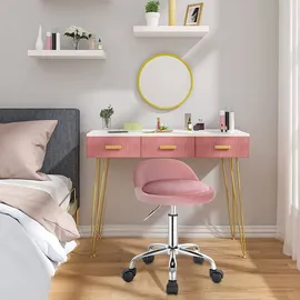 Woltu Bürohocker Kunstleder Rosa