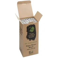 Fiesta Green 250 biologisch abbaubare Papiertrinkhalme schwarz