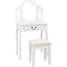 vidaXL Schminktisch, Mit Hocker Weiß 65x36x128 cm) Paulownia-holz Mdf vidaXL,