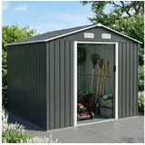 BRAST Gartenhaus Gerätehaus Geräteschuppen Metall, TÜV geprüft, viele Größen, BxT: 235x131 cm, mit Satteldach & Doppelschiebetür, wetterfest wasserdicht grau 235 cm x 131 cm