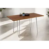 SAM® Esstisch Baumkante massiv Akazie nussbaum 160 Hairpin-Gestell silber HANNAH - Braun