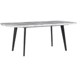 Beliani Esstisch Weiß u. Schwarz MDF Tischplatte Marmor Optik 160x90 cm ausziehbar 200x90 cm mit Metallbeinen Rechteckig Glamour Esszimmer Küche - Weiß/Schwarz