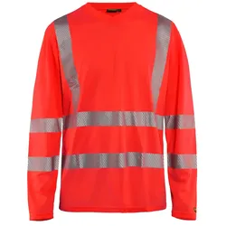 Warnschutz Langarm-Shirt "3385" UV-Schutz - M - hellrot
