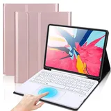 QYiiD Tastatur Hülle für 9.7 iPad 2018 (6th Gen) - 2017 (5th Gen) - iPad Pro 9.7 - iPad Air 2 & 1, Schutzhülle mit TPU Rückschale, Pencil Halter und Abnehmbarer Tastatur mit QWERTZ Layout, Rosegold
