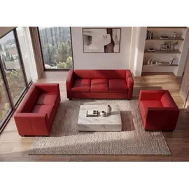 MCW 3-2-1 Couchgarnitur Lille ~ Leder, rot